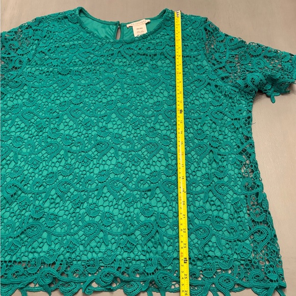 Philosophy Lace Top Kelly Green Size XXL Short Sleeve Romantic‎ Coquette Festive - Picture 11 of 12